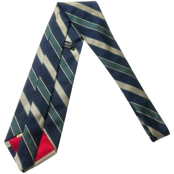 Zianetti Neck Tie Italian Silk Blue Green Gold Stripe Suit Accessories‎ Formal - Picture 9 of 9
